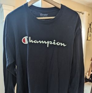 CHAMPION Men's long sleeve shirt, navy, size L